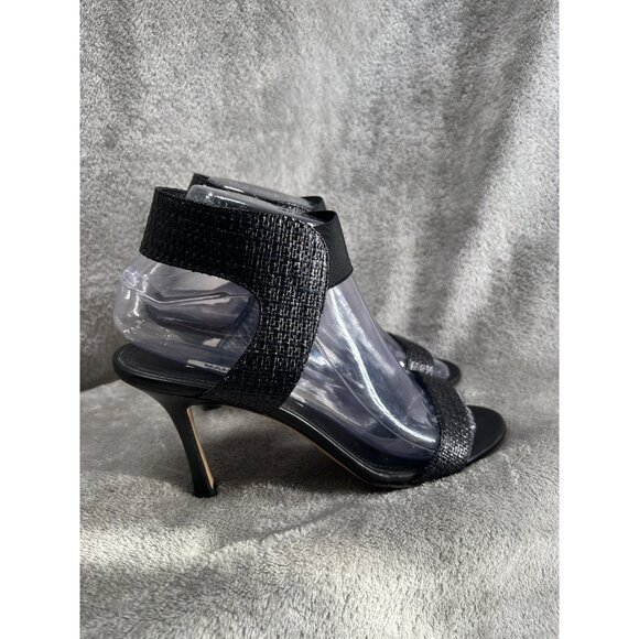 MANOLO BLAHNIK Women’s 37 US 6.5 Black Open Toe Sandals High Heels Shoes SITC - Picture 3 of 8